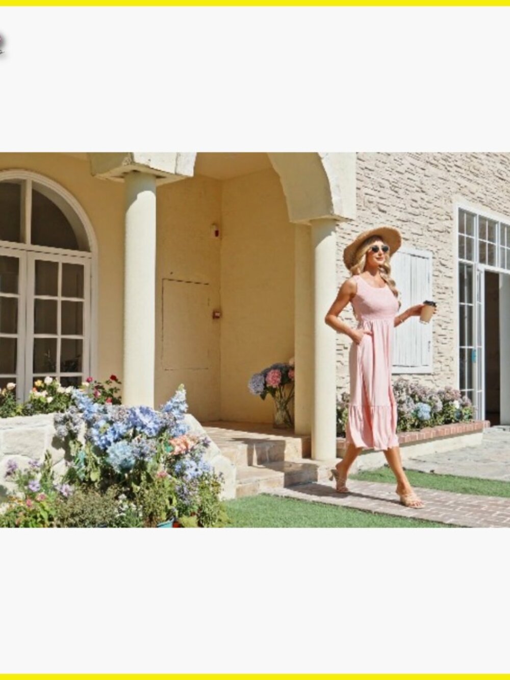 Sleeveless Maxi Dress Smocked Empire Waist Tiered Summer Sundress with Pockets - Picture 6 of 6